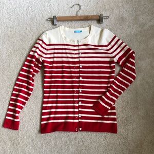 Striped Cardigan - Red / Cream